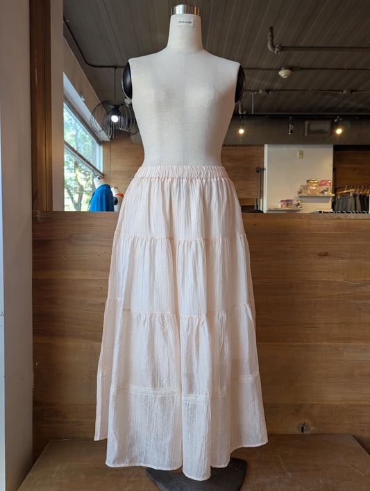 Morning Dew Sheer Tiered Maxi Skirt with Lining