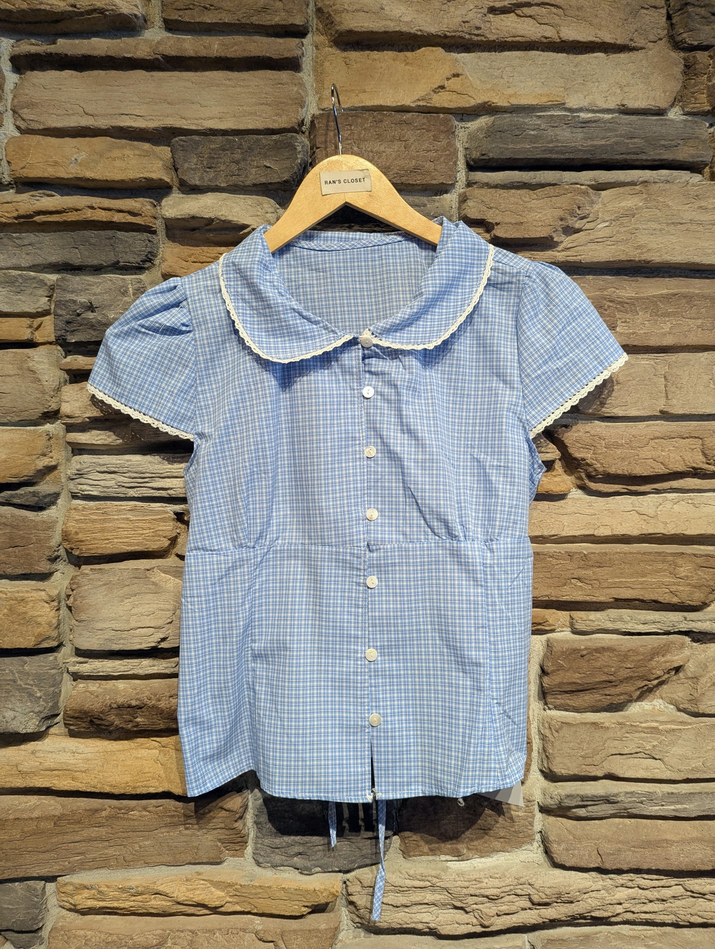 Cottage Keepsake Peter Pan Collar Tie Back Top