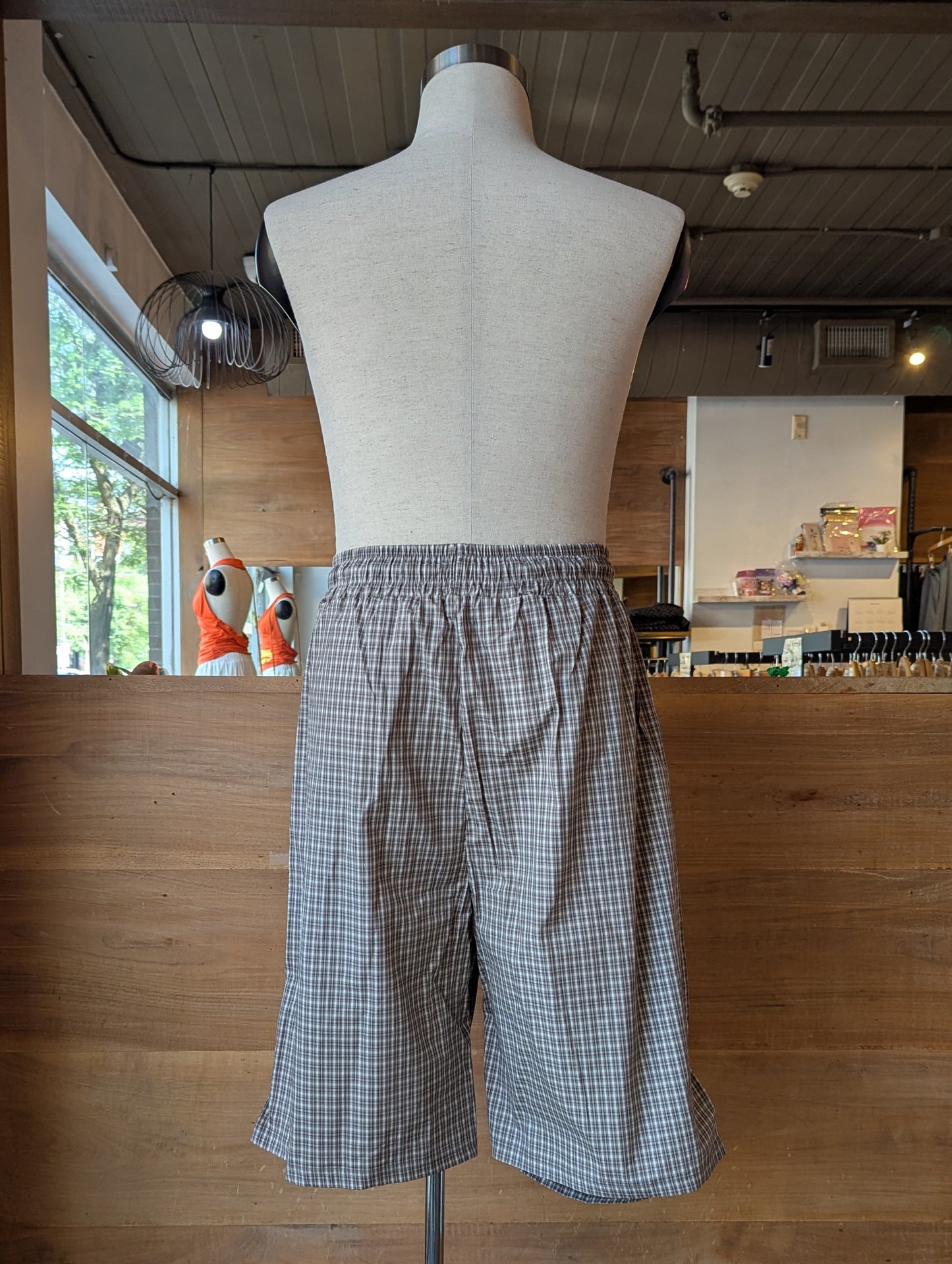 Lakeside Escape Draped Knee Length Plaid Short