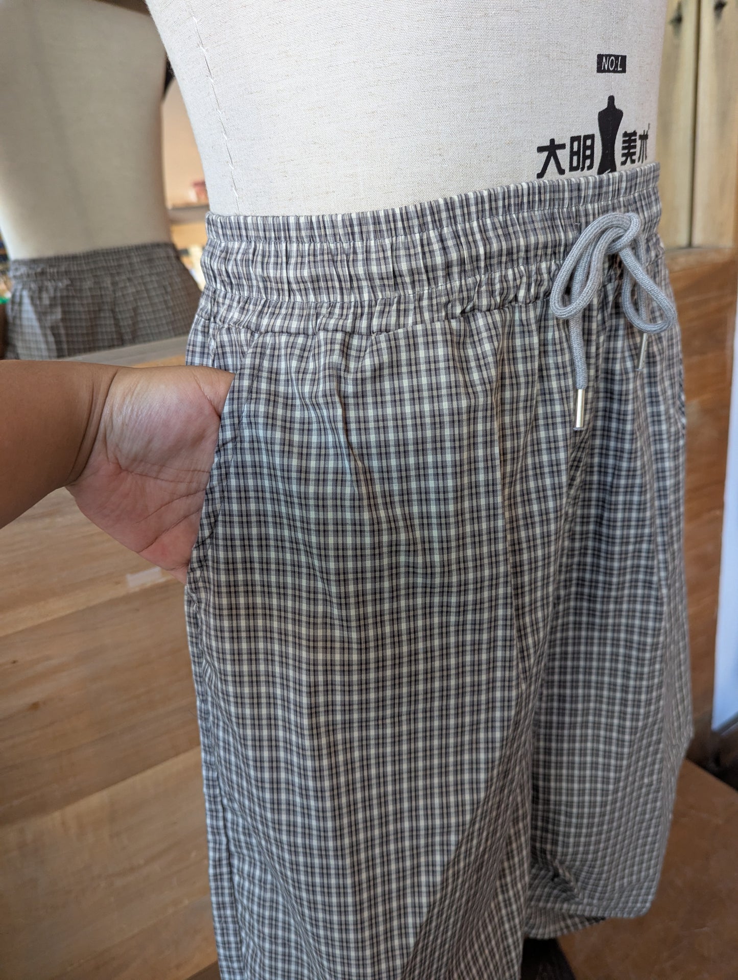 Lakeside Escape Draped Knee Length Plaid Short