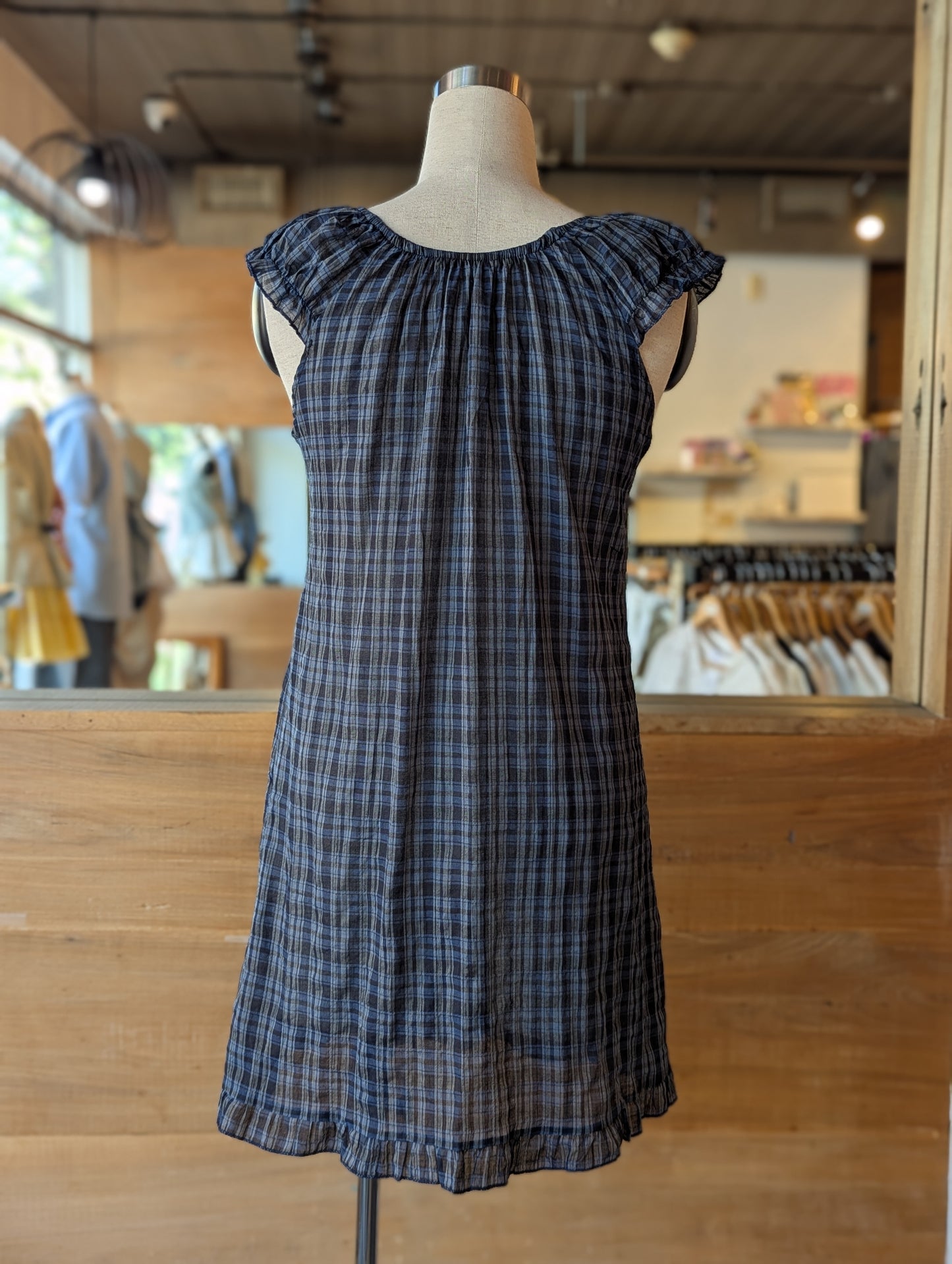 Nocturne Plaid Button-Up Babydoll Dress