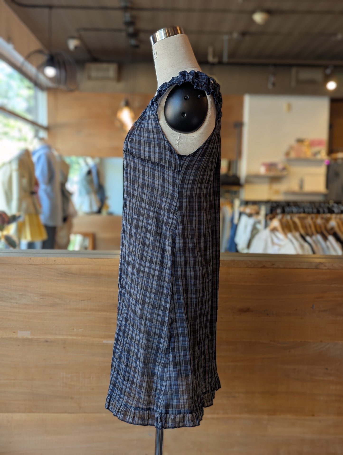 Nocturne Plaid Button-Up Babydoll Dress