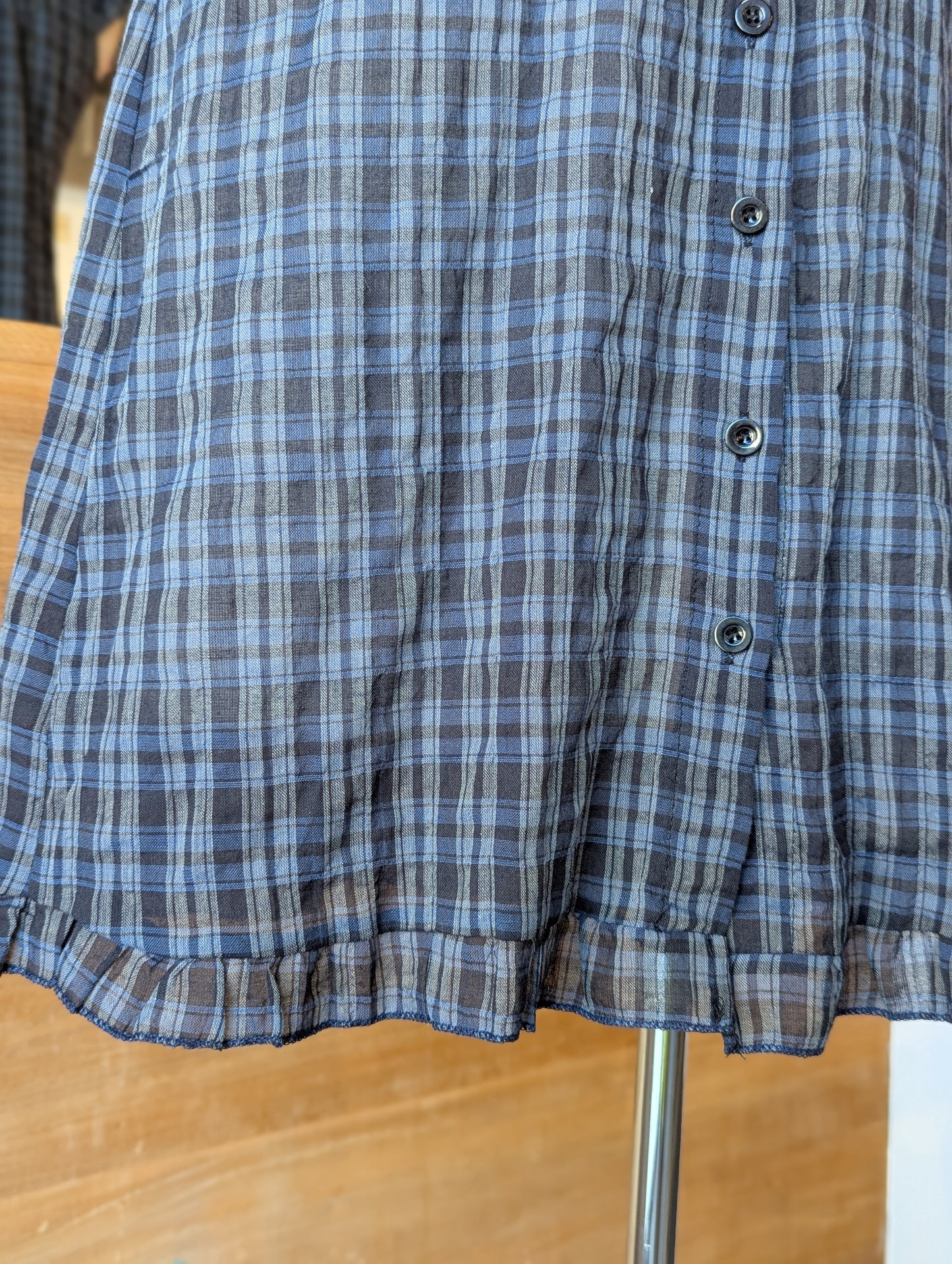 Nocturne Plaid Button-Up Babydoll Dress