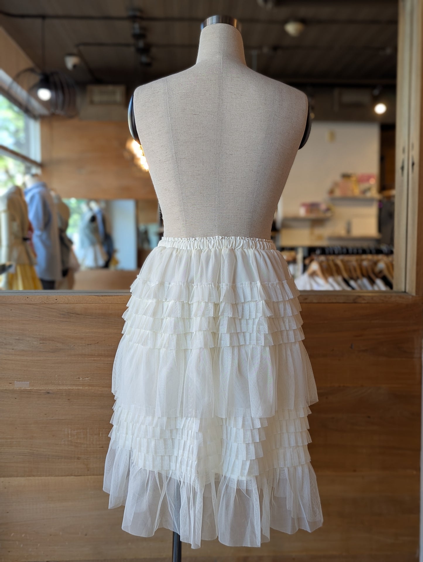 Dreamer Mesh Ruffle Midi Skirt