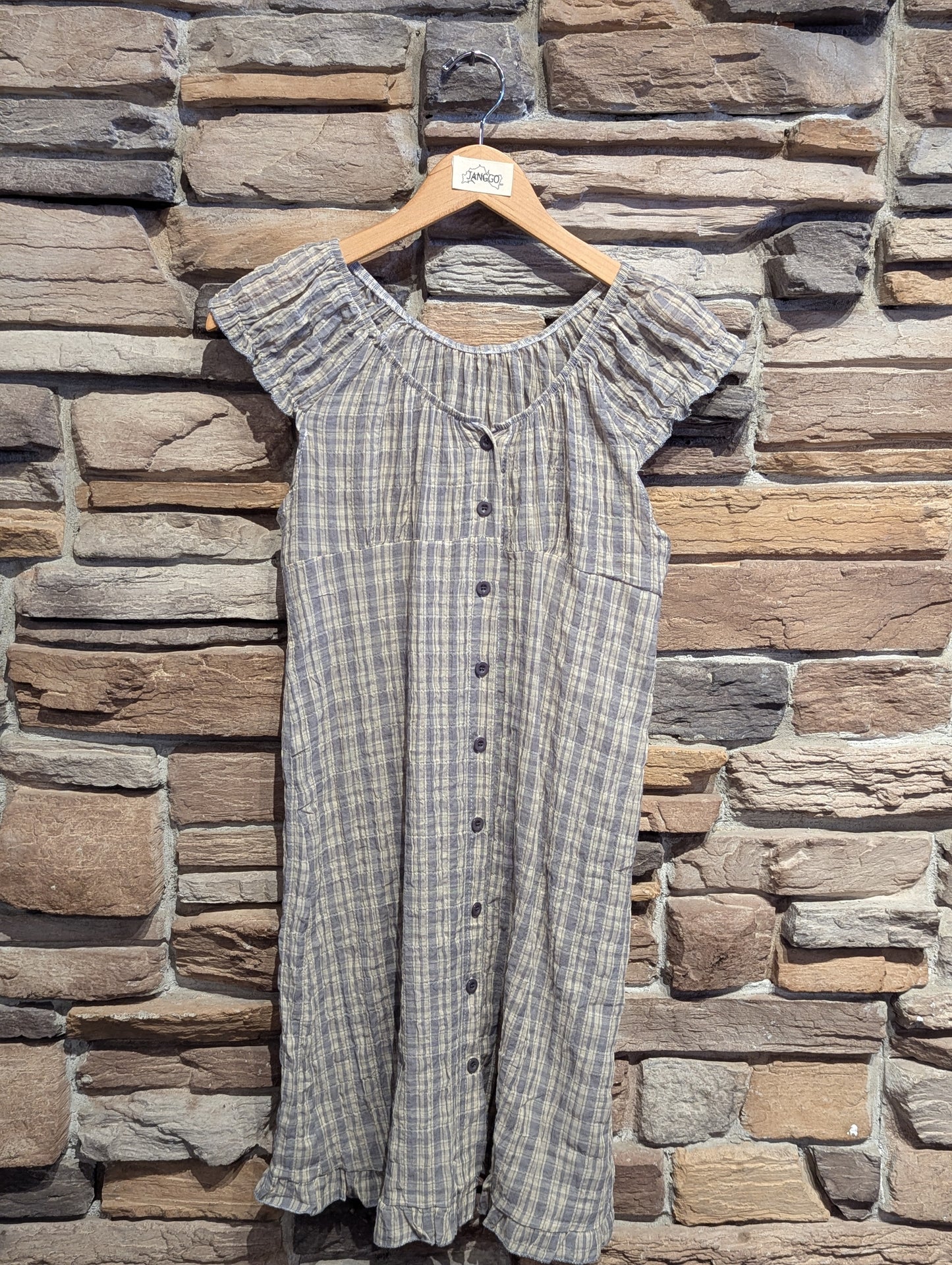 Nocturne Plaid Button-Up Babydoll Dress