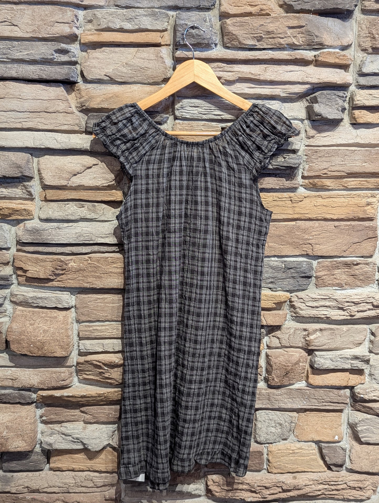Nocturne Plaid Button-Up Babydoll Dress