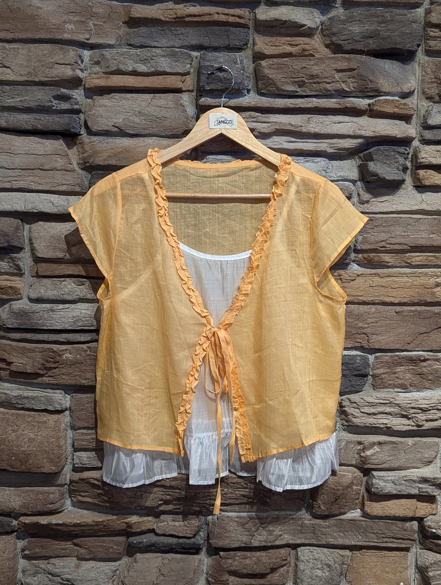 Double Take Ruffle Trim Top