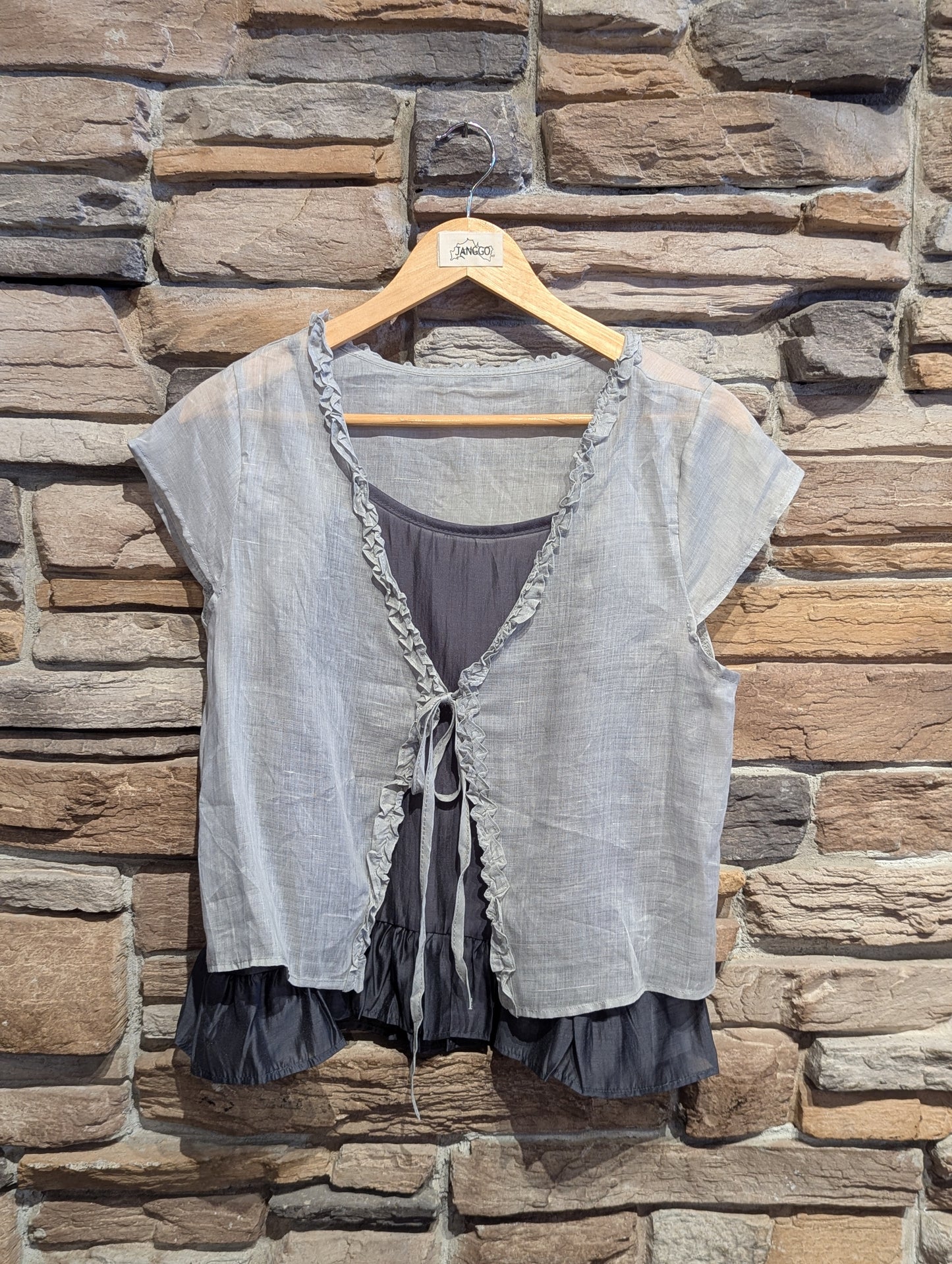 Double Take Ruffle Trim Top