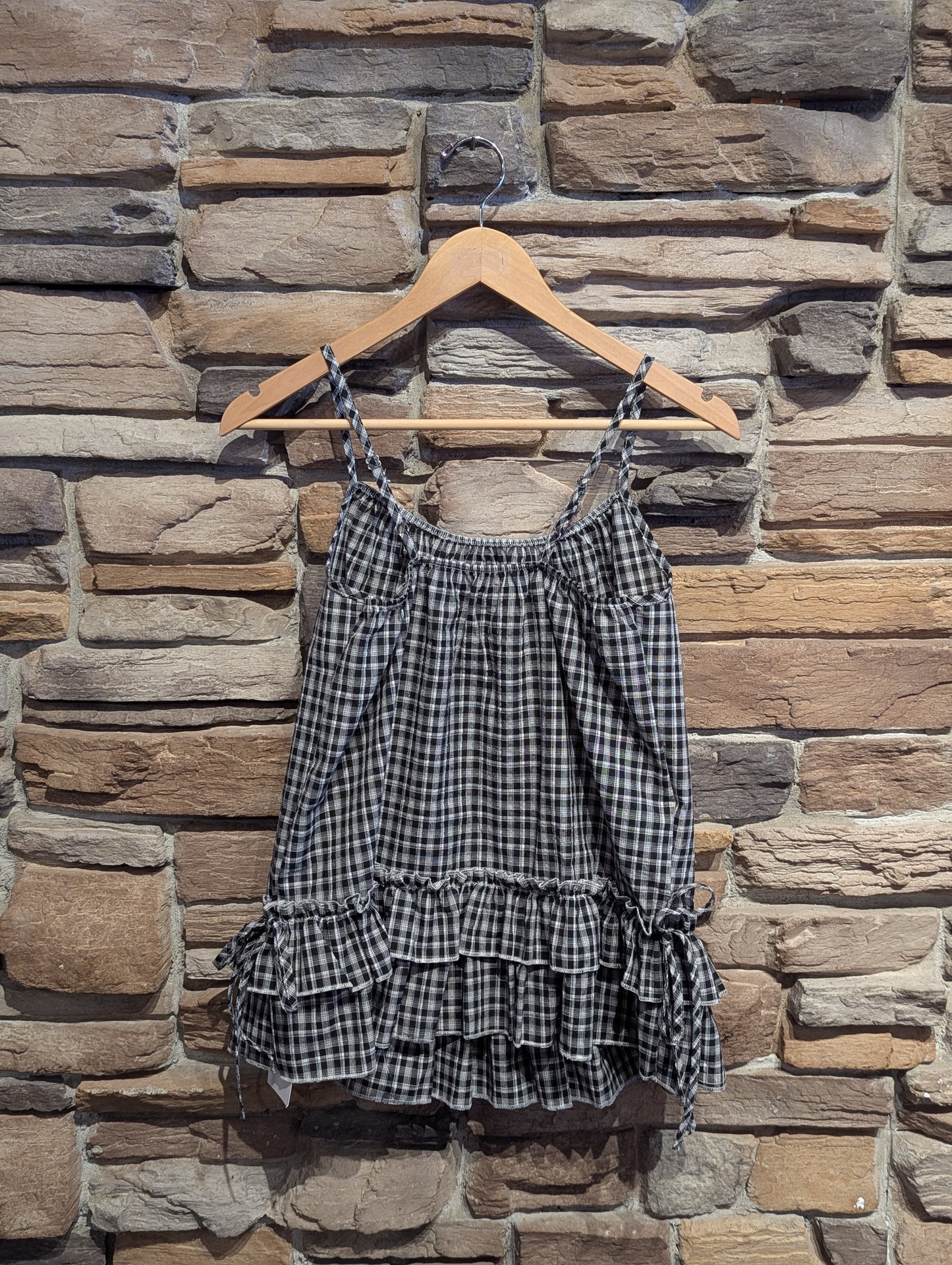 Summer Story Plaid Ruffle Hem Tank Top