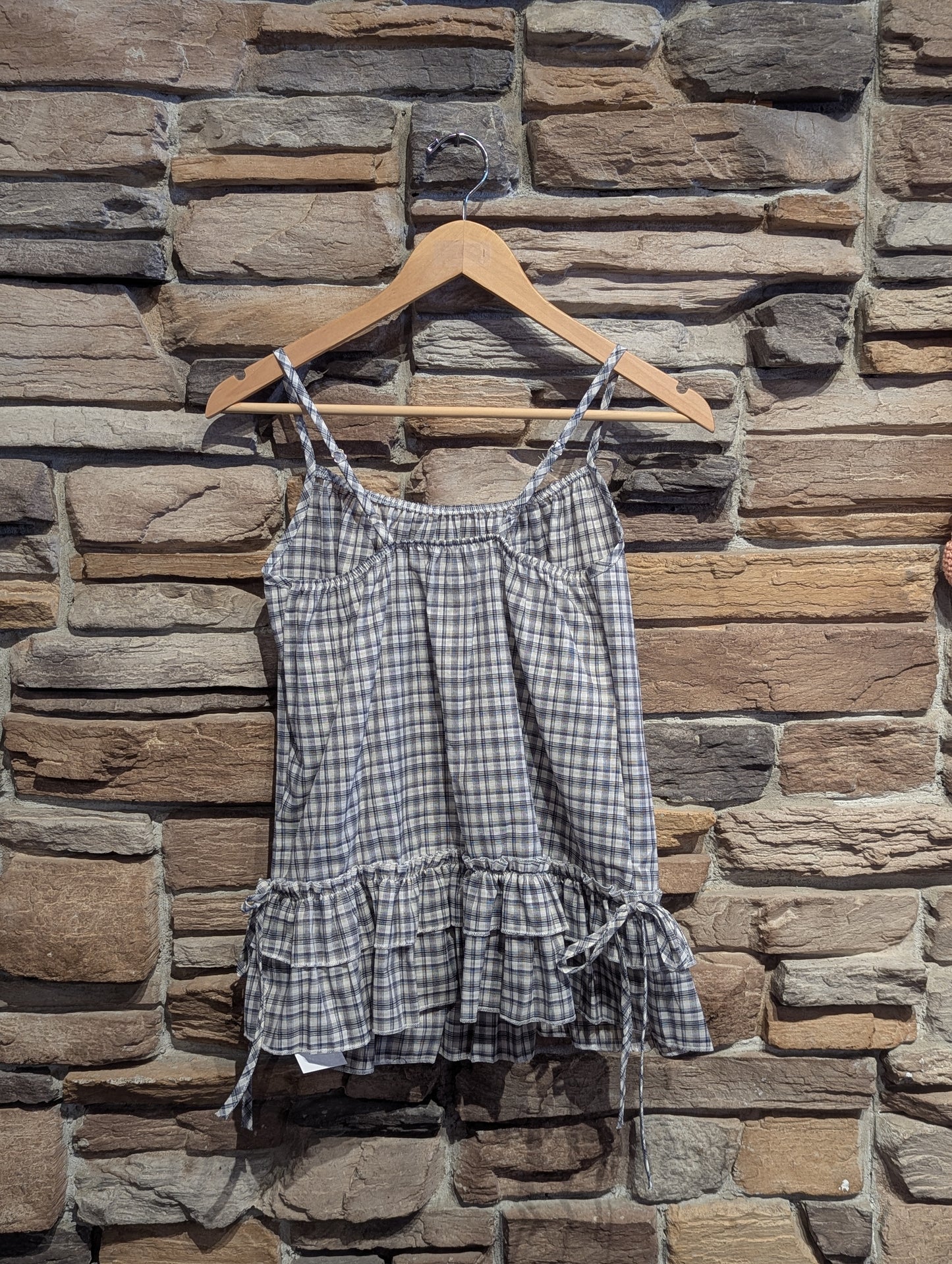 Summer Story Plaid Ruffle Hem Tank Top