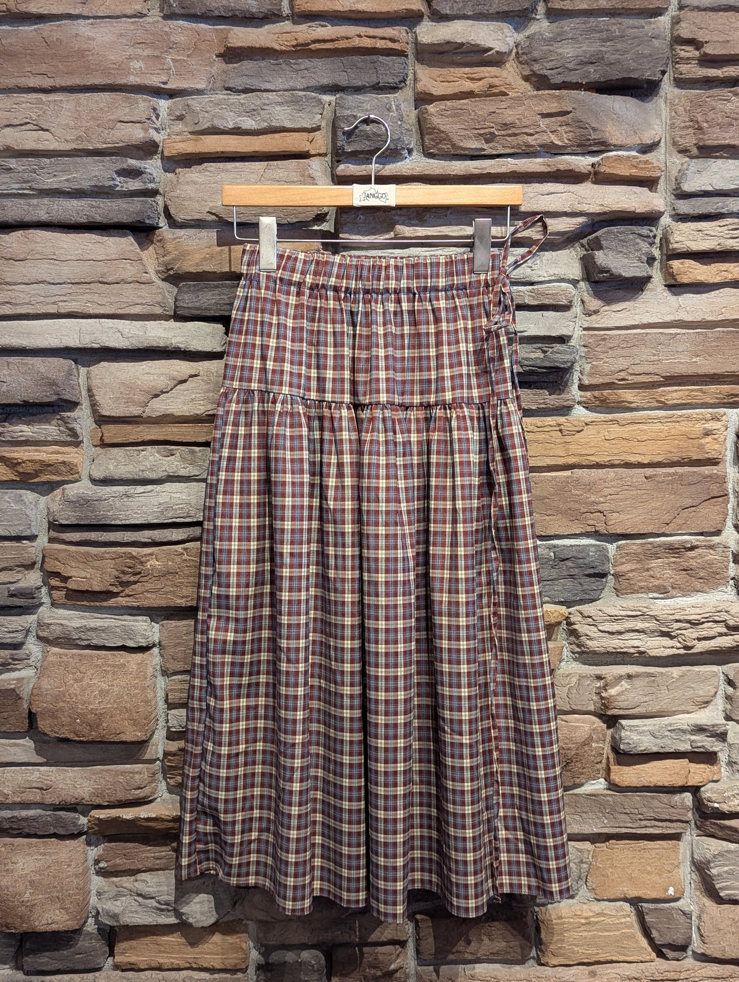 Drop Line Plaid Maxi Skirt