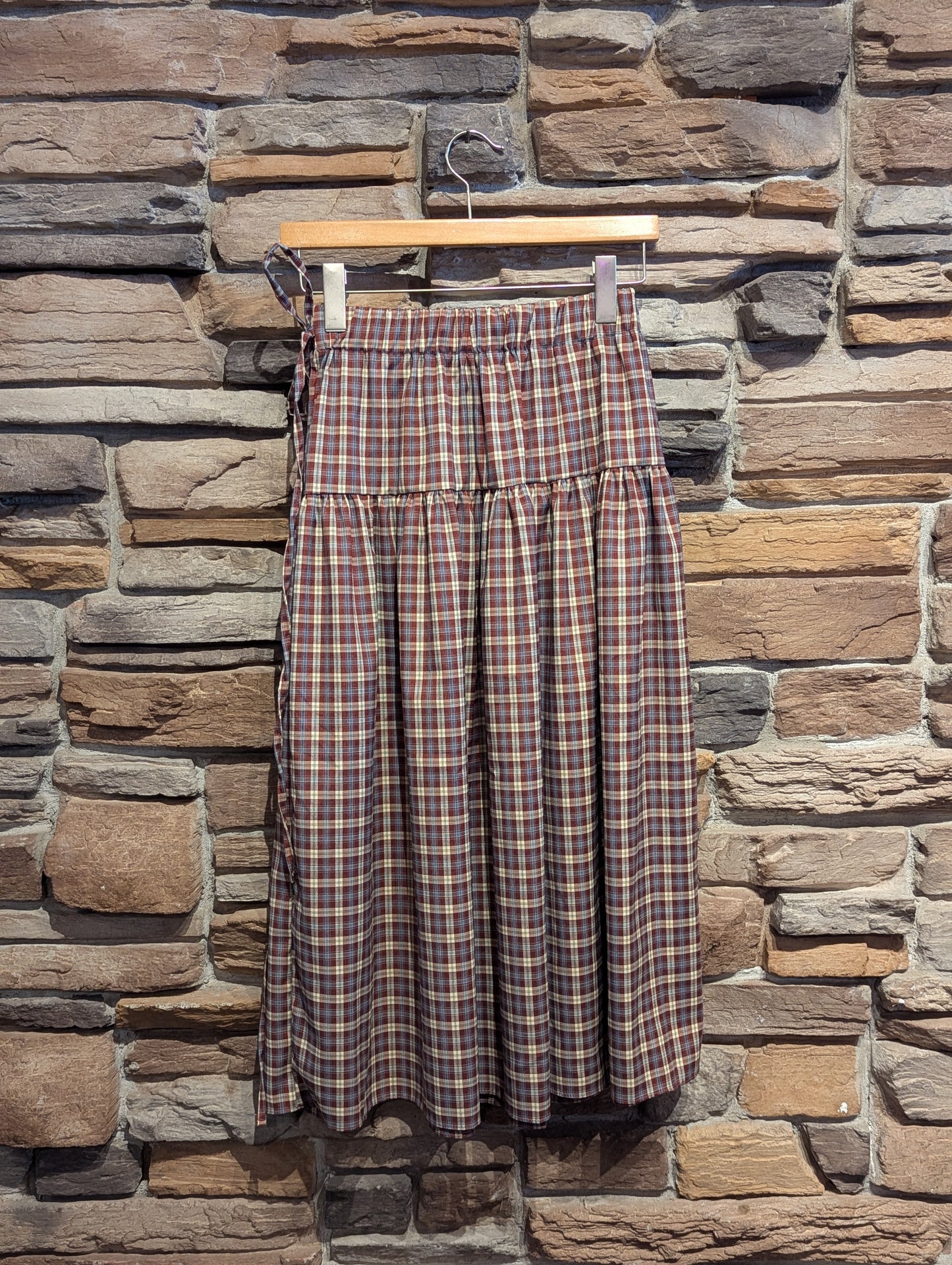 Drop Line Plaid Maxi Skirt
