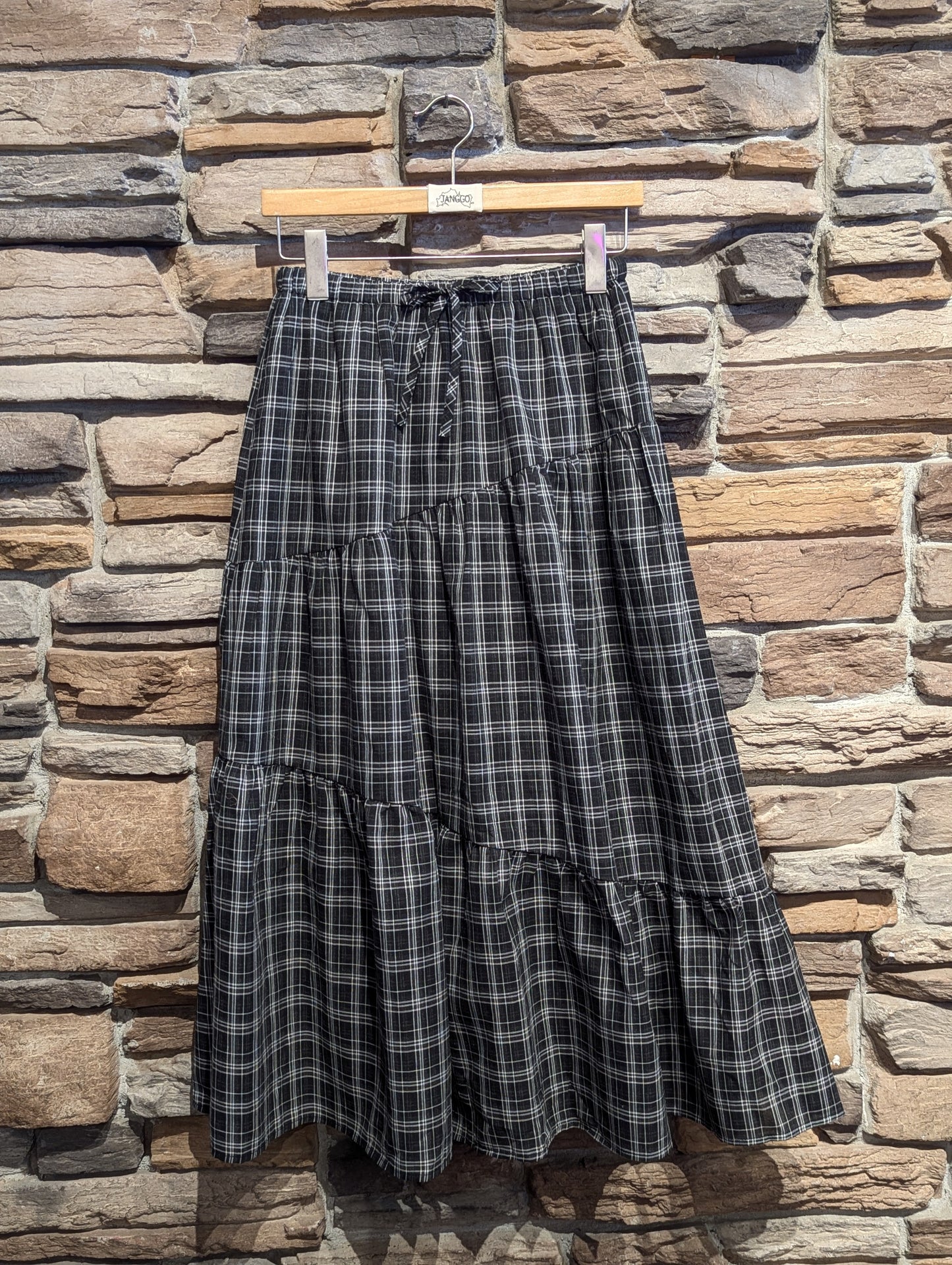 Plaid Cascade Maxi Skirt