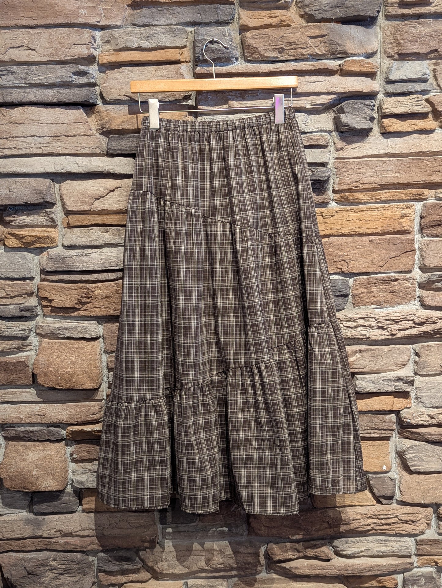 Plaid Cascade Maxi Skirt