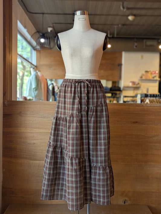 Plaid Cascade Maxi Skirt