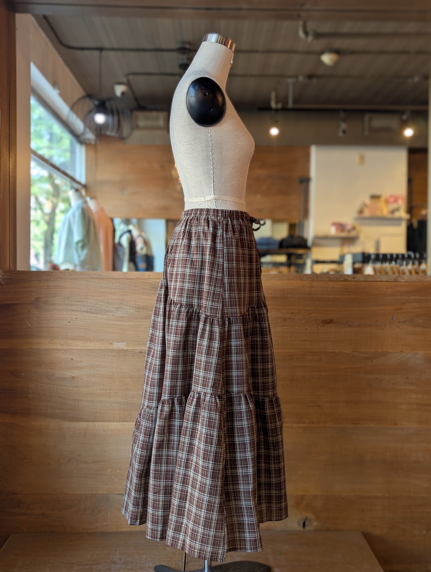 Plaid Cascade Maxi Skirt