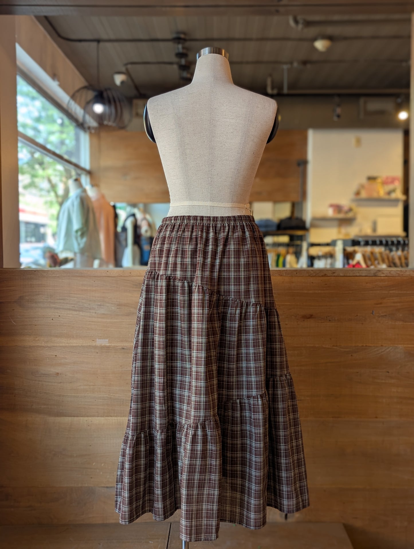 Plaid Cascade Maxi Skirt