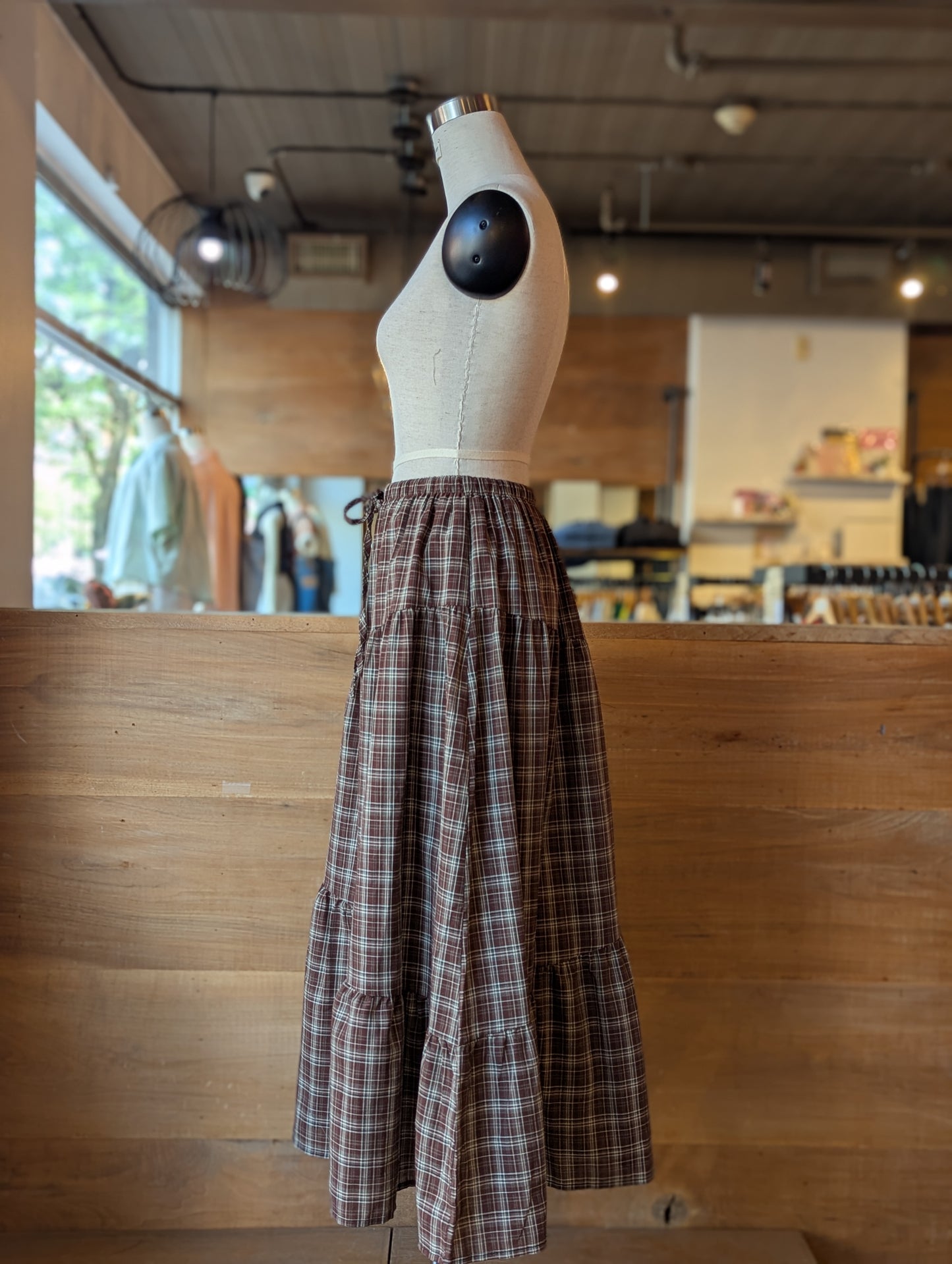 Plaid Cascade Maxi Skirt