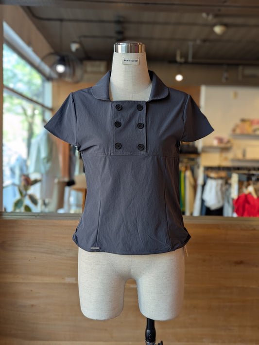 Earl Grey Double-Breasted Button Top
