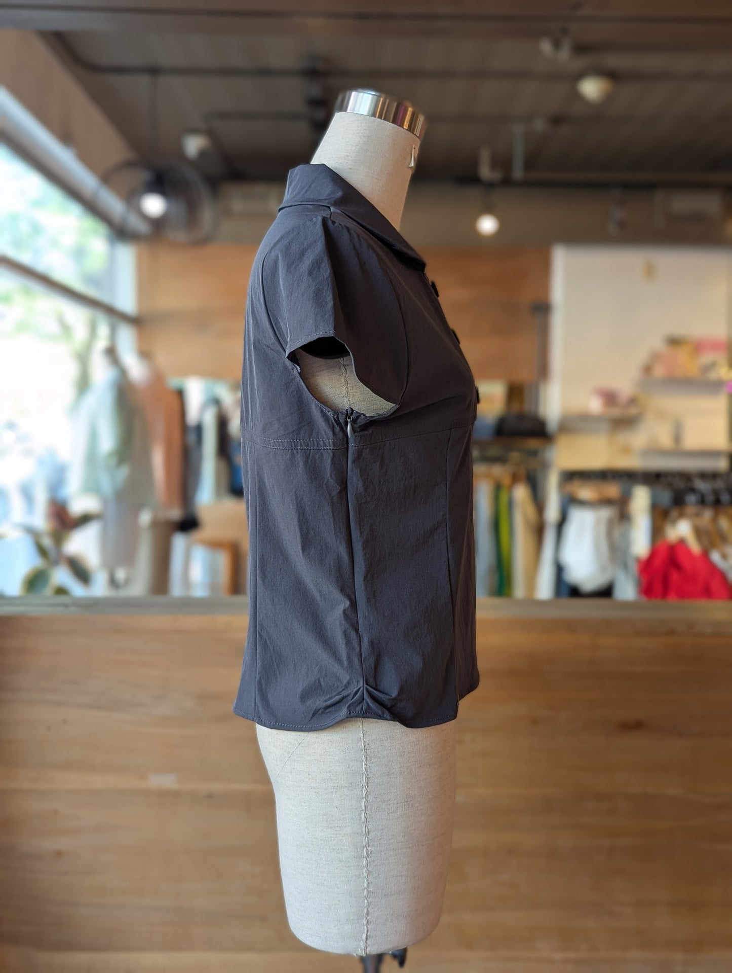 Earl Grey Double-Breasted Button Top