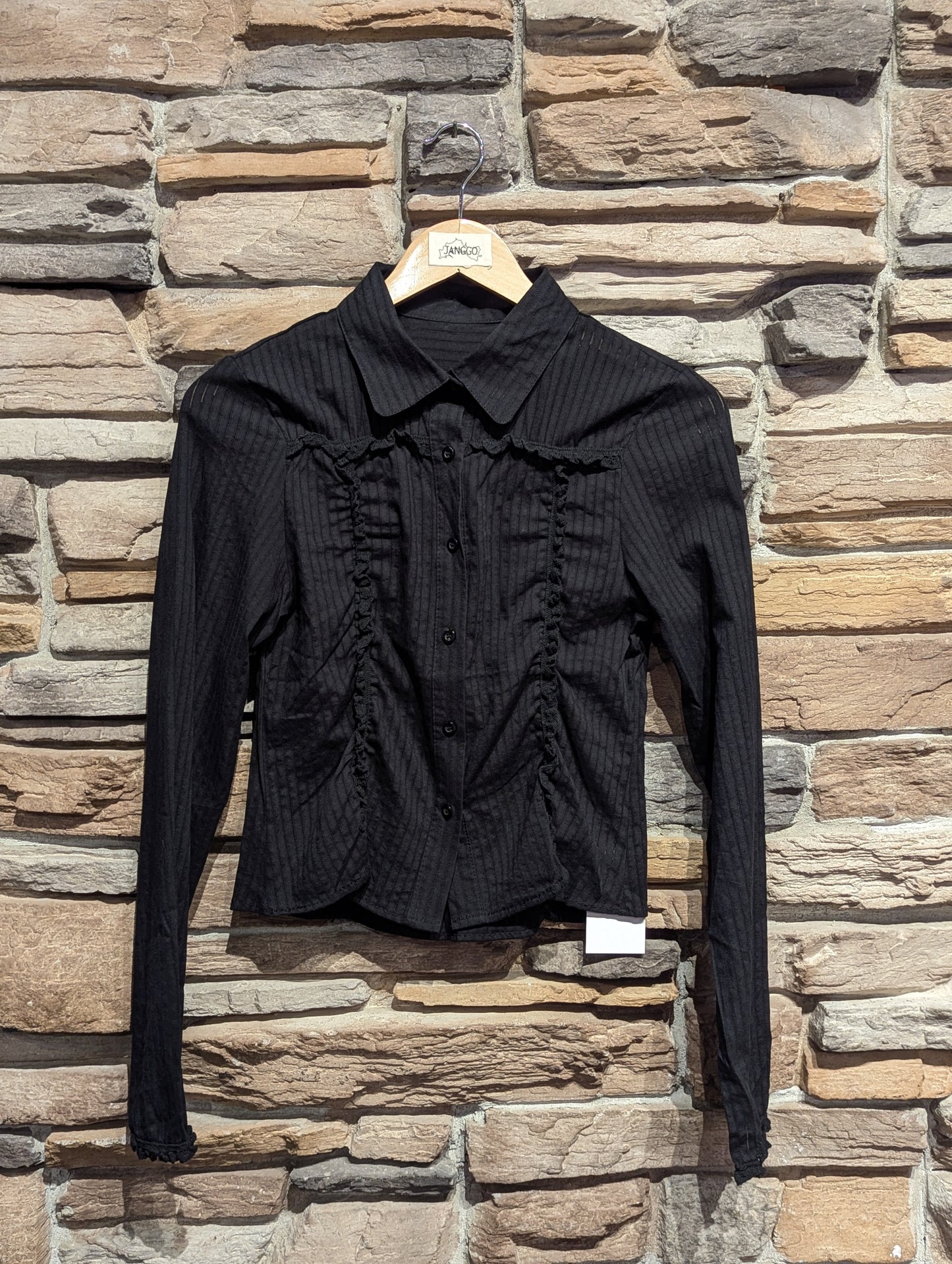 Lines and Lace Fitted Button Up Blouse