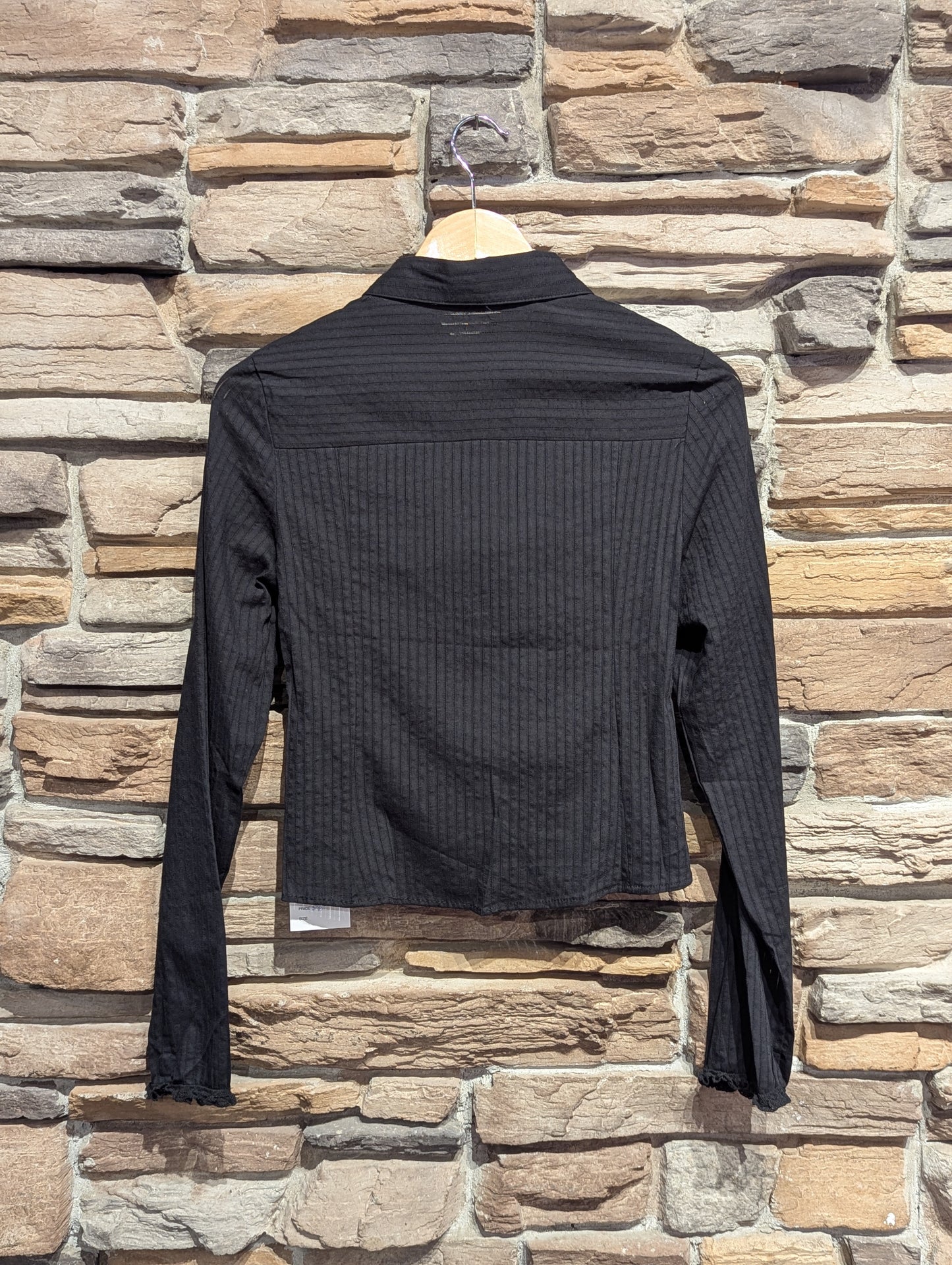 Lines and Lace Fitted Button Up Blouse