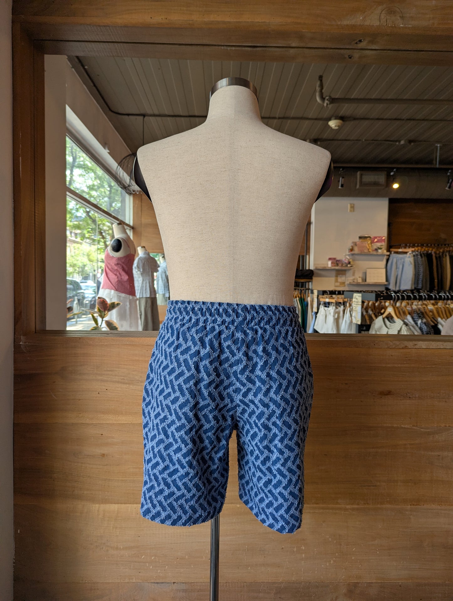 Chevron Textured Denim Shorts