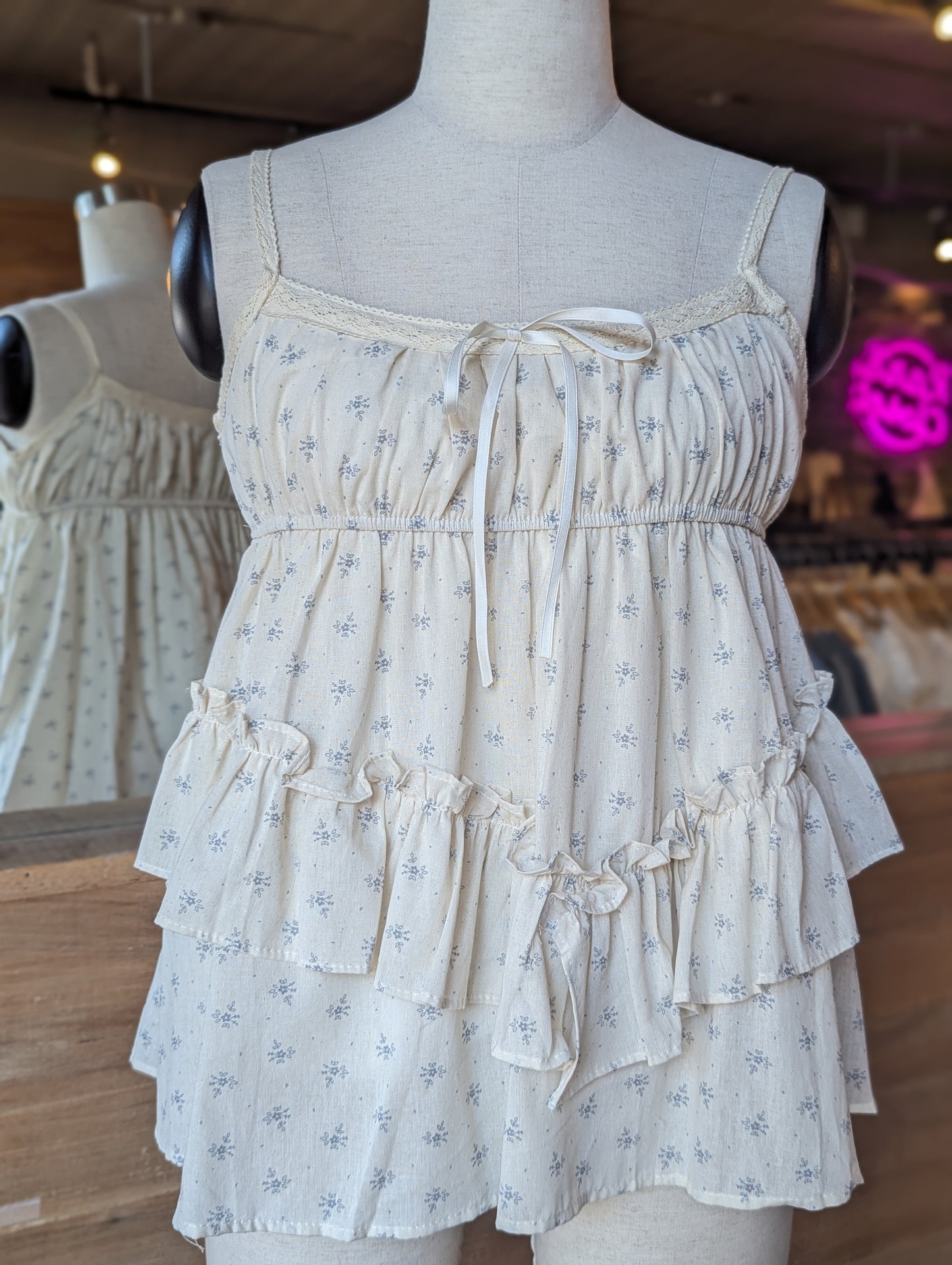 Pressed Flower Ruffle Top
