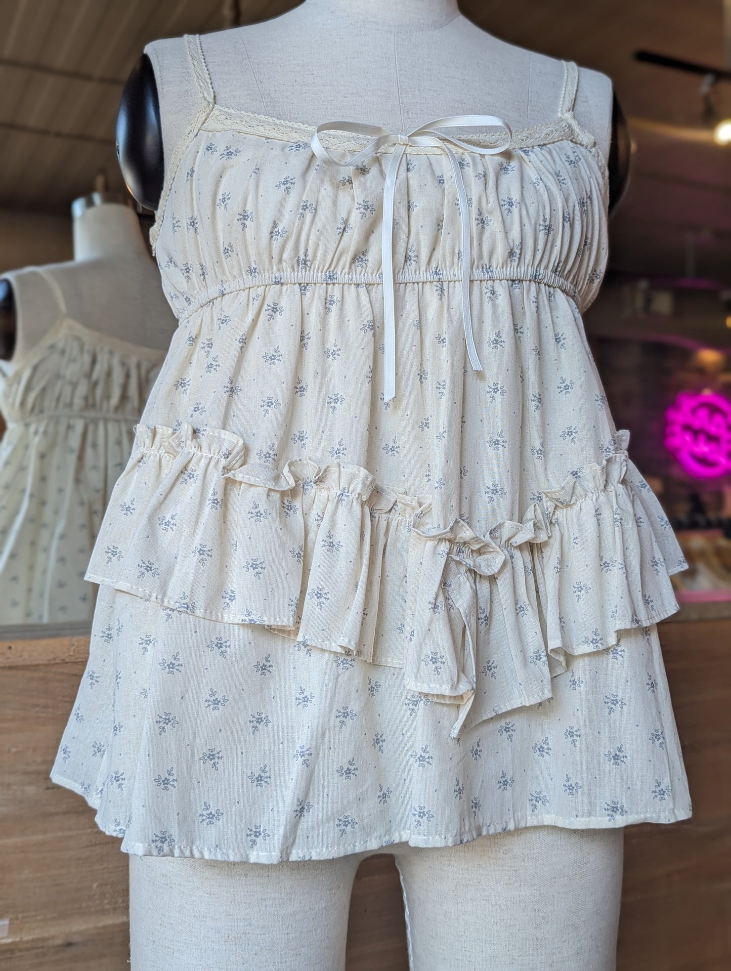 Pressed Flower Ruffle Top