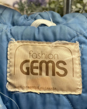 Vintage Fashion Gems Embroidered Pure Virgin Wool Parka with Fur Trim