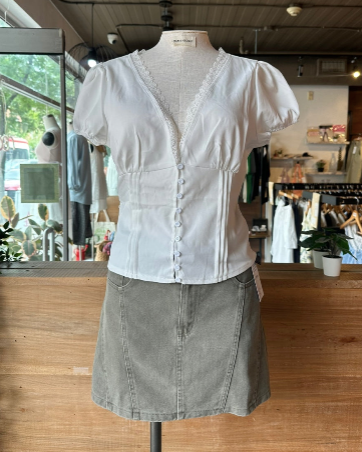 Love Letter Lace Trim Blouse