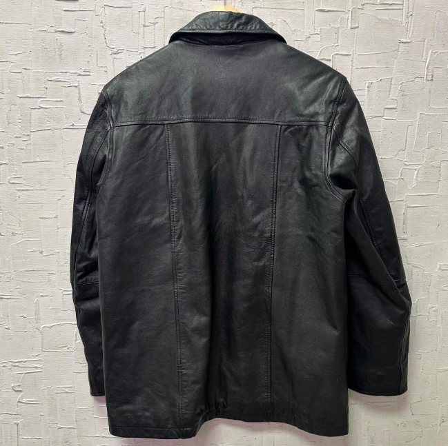 Vintage Sequence Button Up Leather Jacket