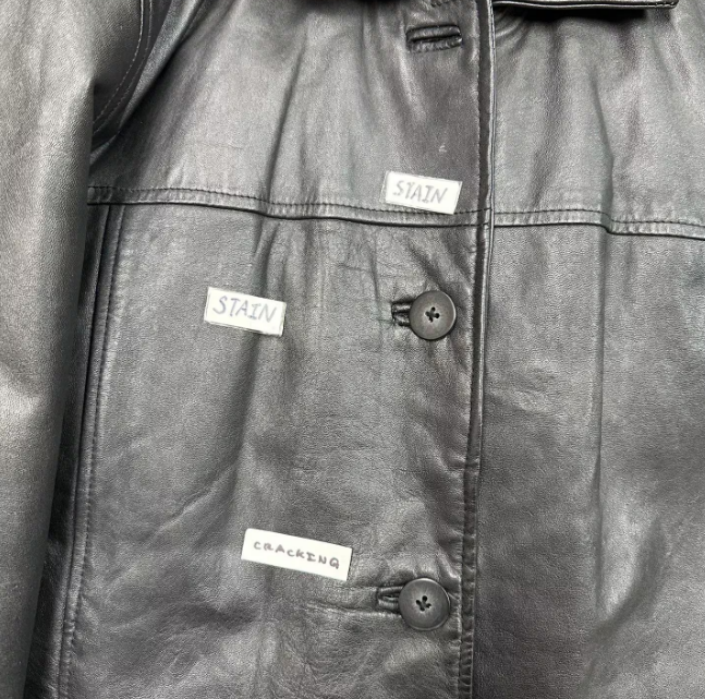 Vintage Sequence Button Up Leather Jacket