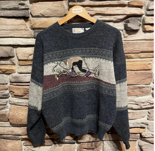 Vintage London Fog Hiking Graphic Wool Blend Sweater