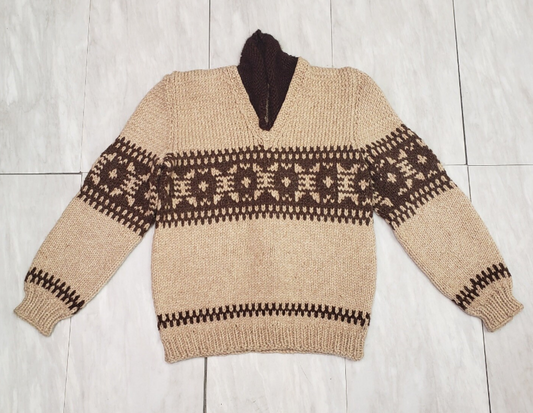 Men's Vintage Heavy Knit Sweater with Aztec Print