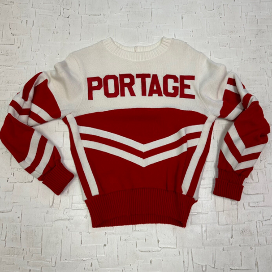 Vintage Red and White Portage Cheerleader Sweater