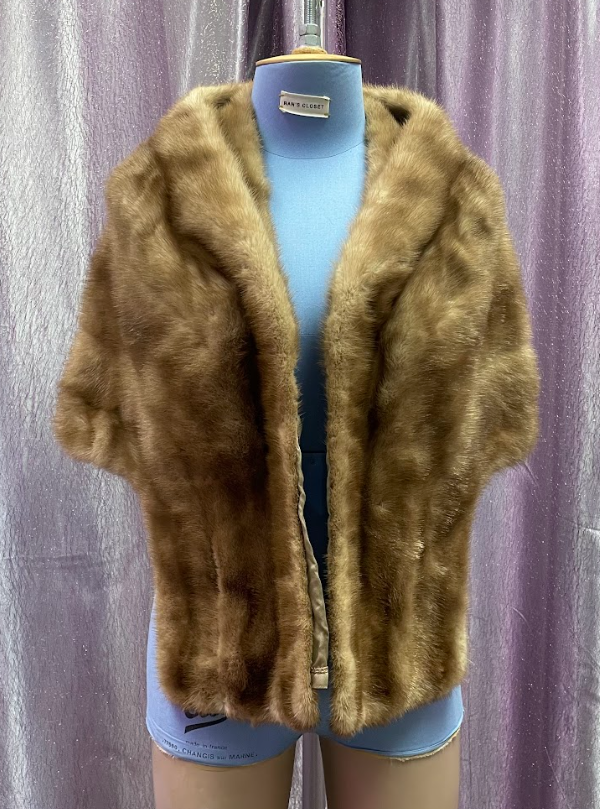Vintage Fur Shawl With Layered Collar Detail
