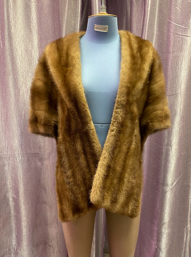 Vintage Fur Shawl with Pockets