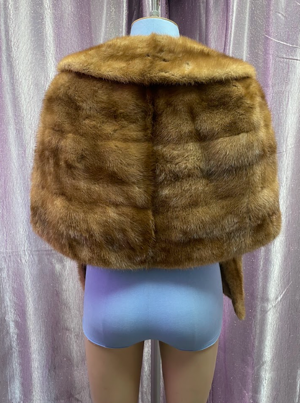 Vintage Fur Shawl with Pockets