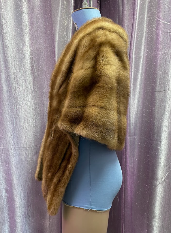 Vintage Fur Shawl with Pockets