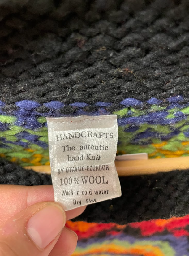 Vintage Hand-Knit Rainbow Wool Sweater