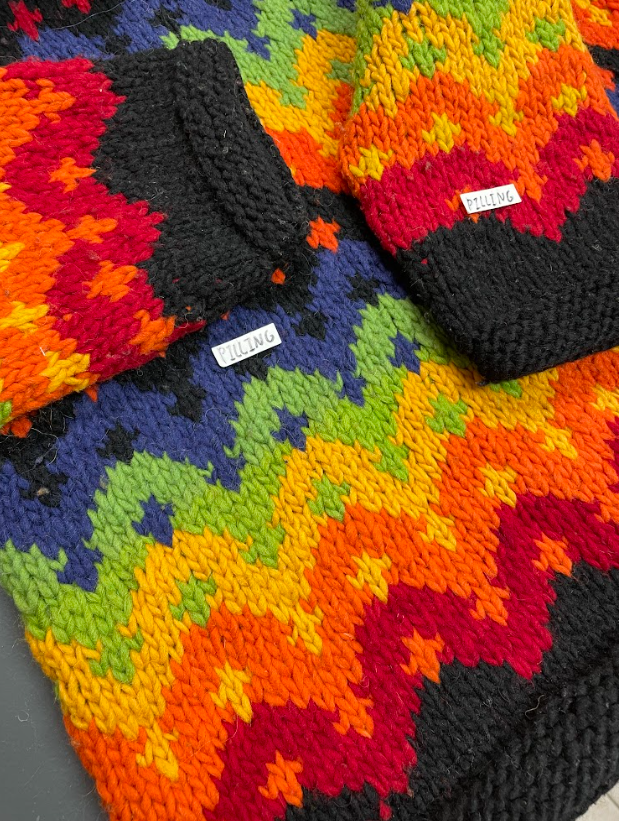 Vintage Hand-Knit Rainbow Wool Sweater
