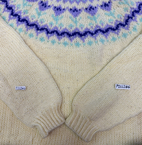Vintage Hand Made Yellow Knit Sweater with Floral Pattern