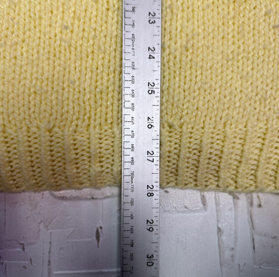 Vintage Hand Made Yellow Knit Sweater with Floral Pattern