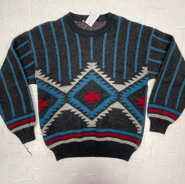 Vintage Aztec Patterned Pullover Sweater