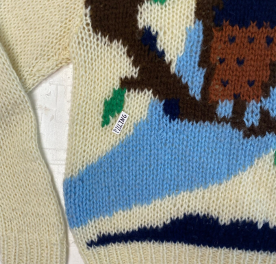 Vintage Niki Knit Cream Sweater with Owl on Branch