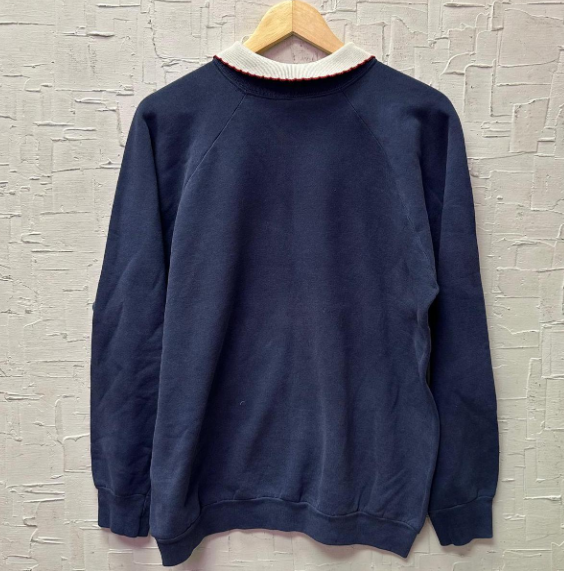 Vintage Teddy Bear Distressed Sweatshirt with Collar