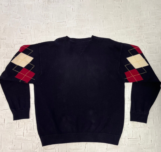 Vintage 90s Tommy Hilfiger Argyle Cotton Sweater