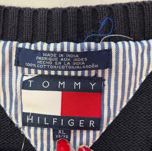 Vintage 90s Tommy Hilfiger Argyle Cotton Sweater