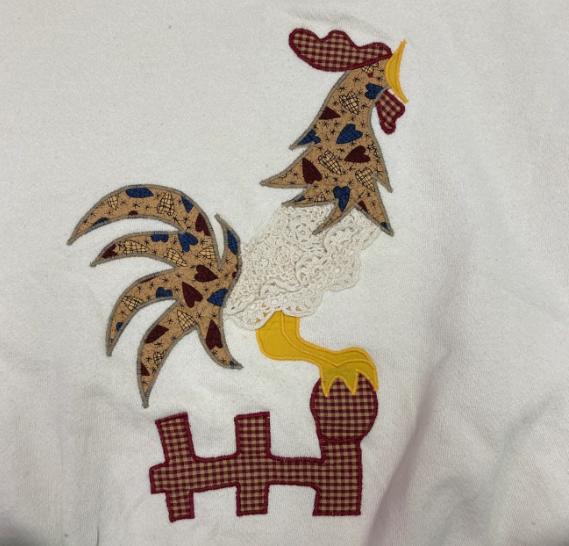 Vintage 80s Jerzees Patchwork Rooster Sweatshirt